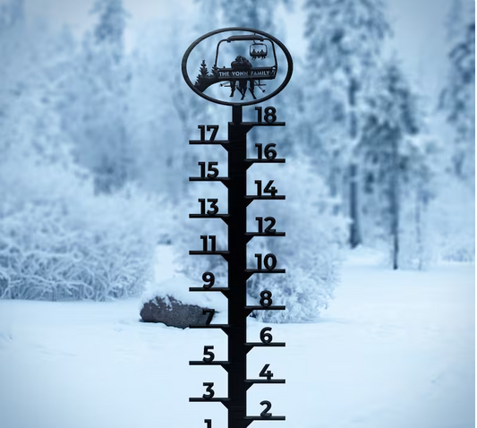 PERSONALIZED Chairlift Snow Gauge - Skiing Couple- Made in the USA